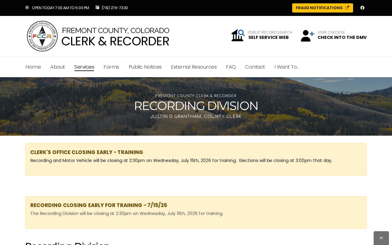 Fremont County Clerk of Court records compared with Recording Division records