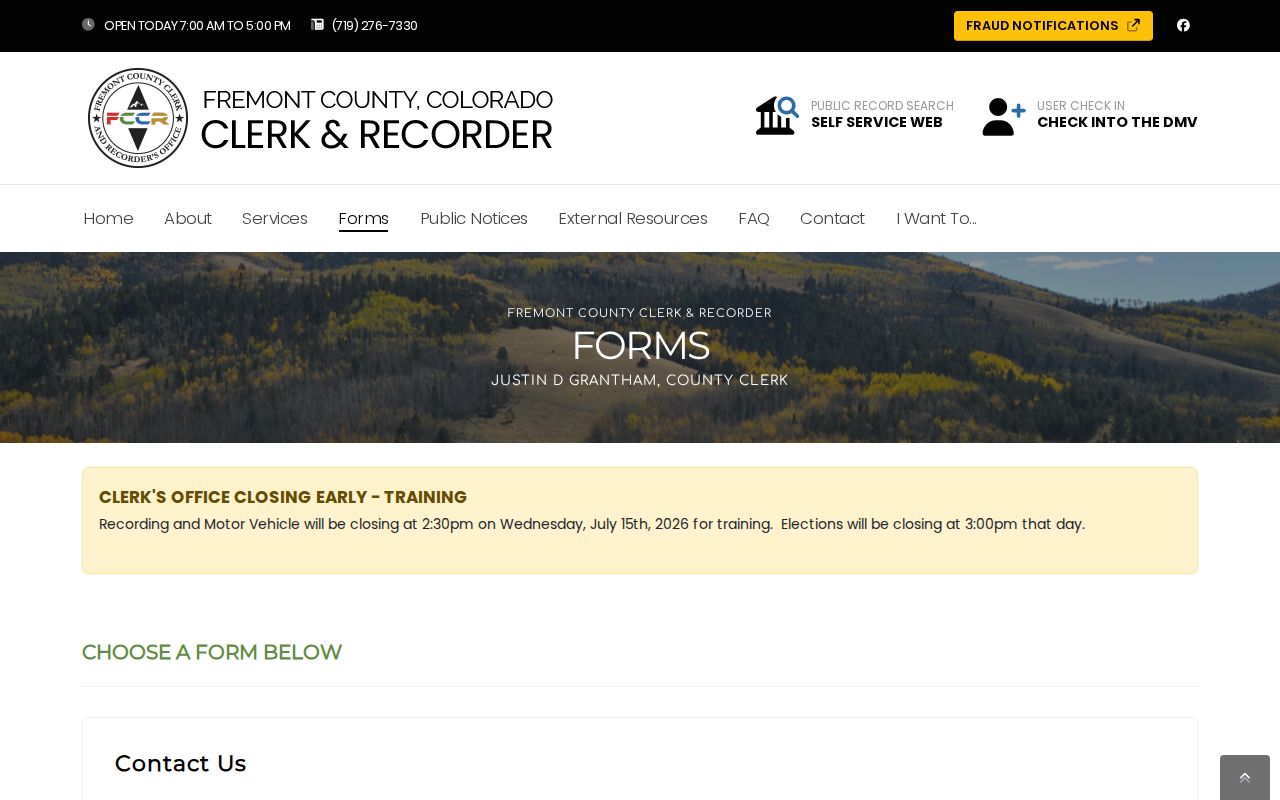 Fremont County Clerk of Court records and Clerk and Recorder forms distinction