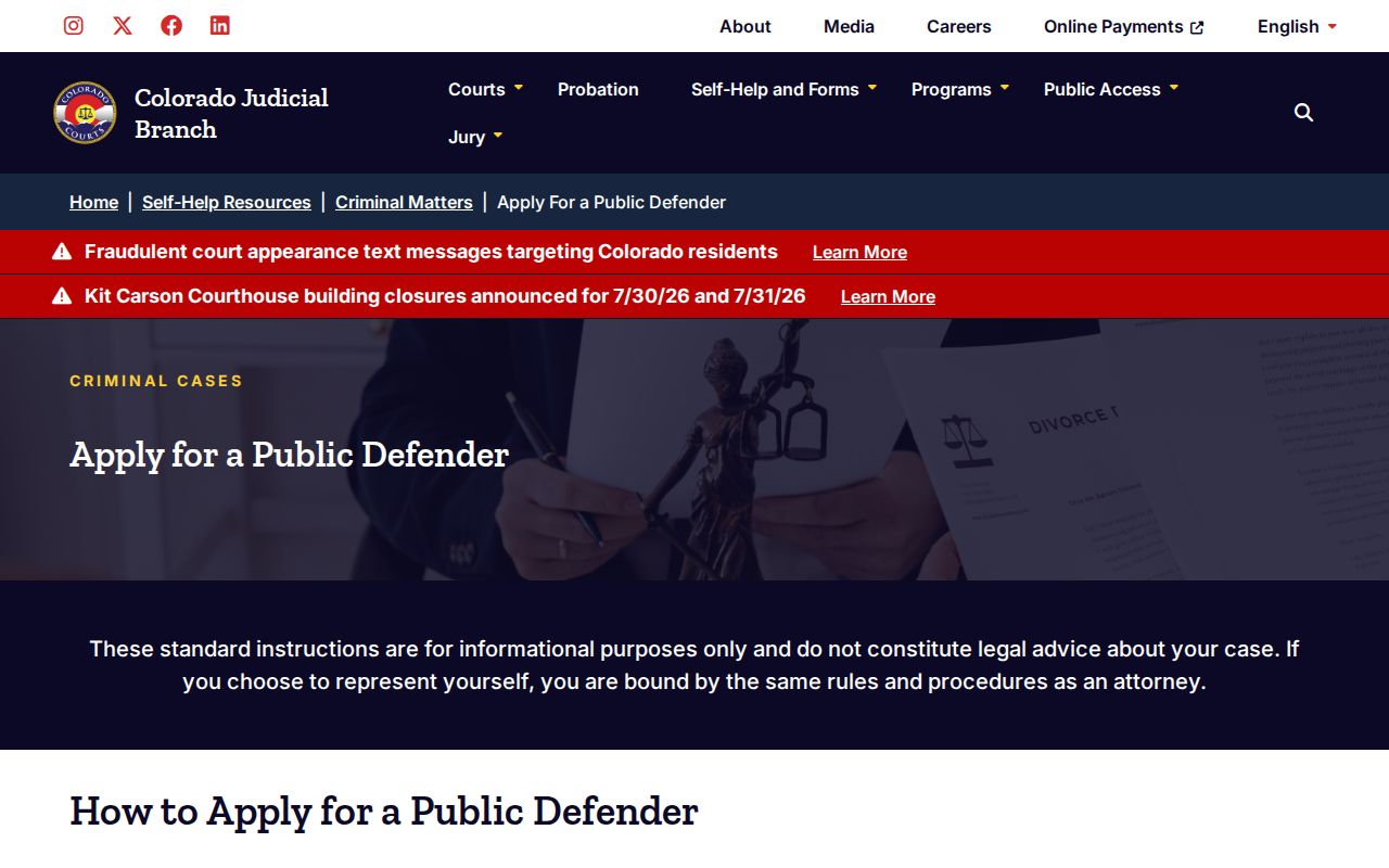 Fremont County criminal court records public defender application