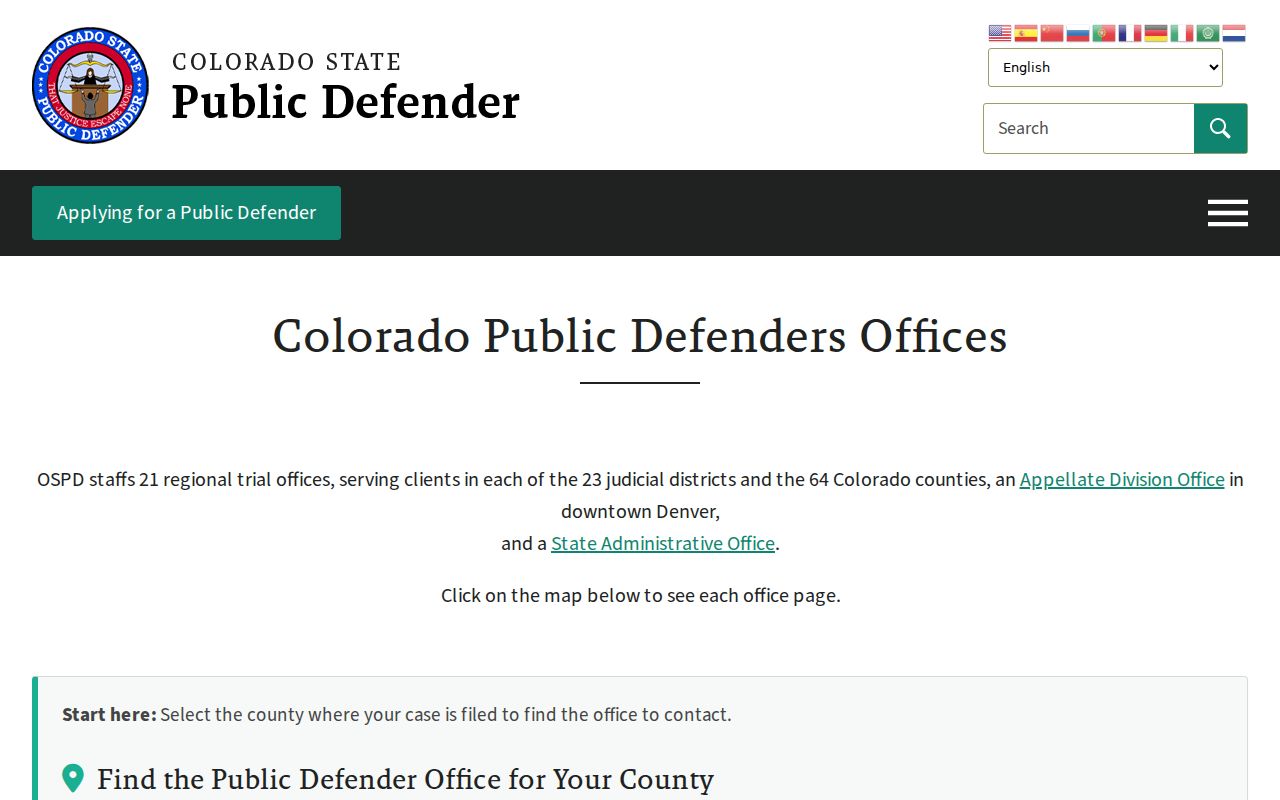 Fremont County criminal court records public defender office locator