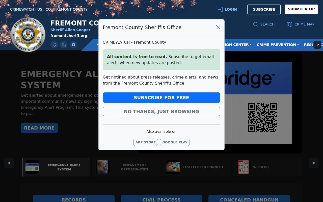 Fremont County court records Fremont County Sheriff CRIMEWATCH homepage