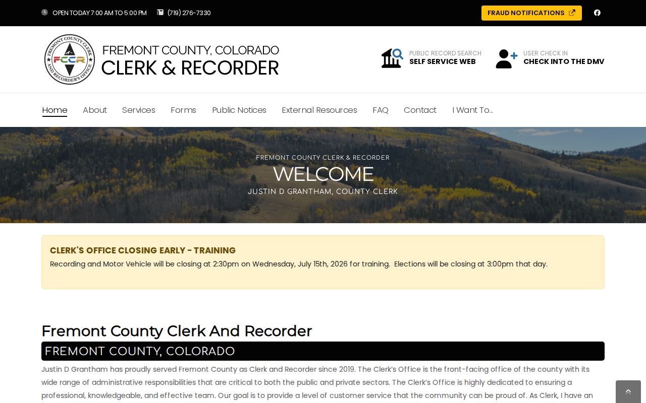Fremont County court records Fremont County Clerk and Recorder homepage