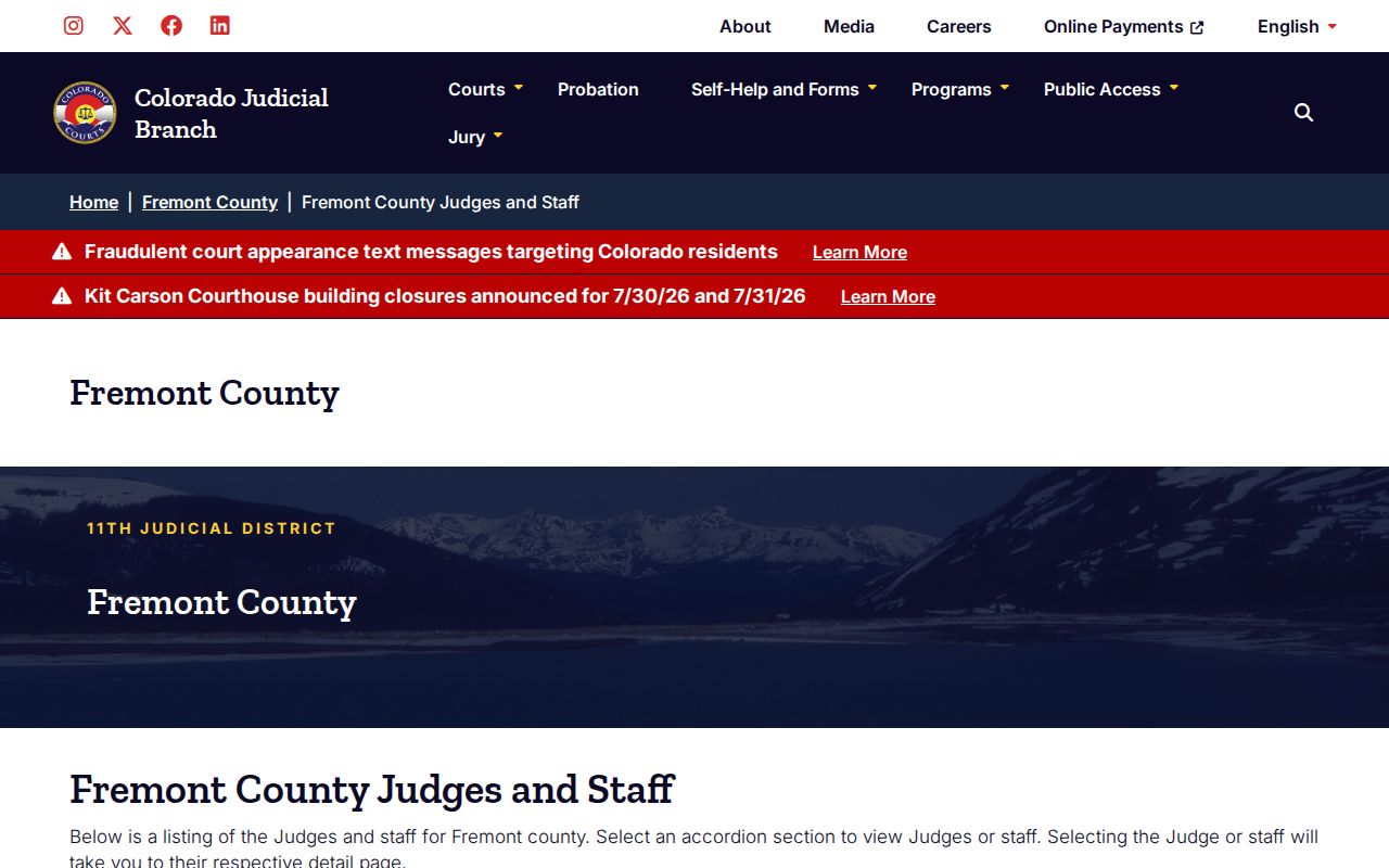 Fremont County court records judges and staff list
