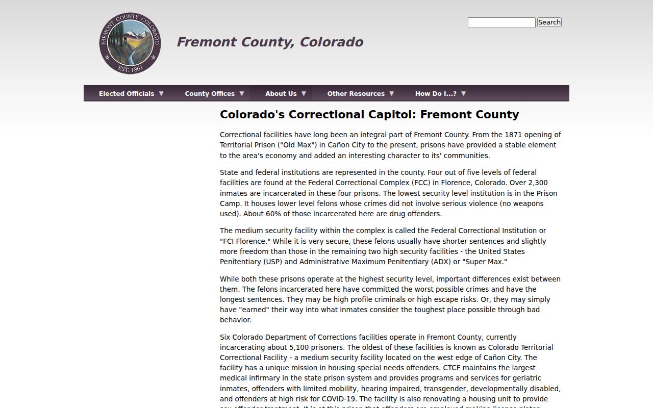 Fremont County court records Correctional Capitol local context