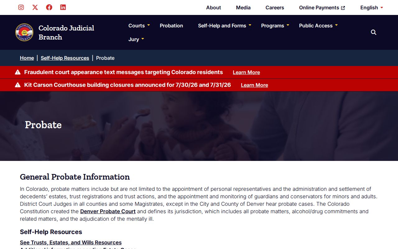 Fremont County probate records Colorado Judicial Branch probate self-help page